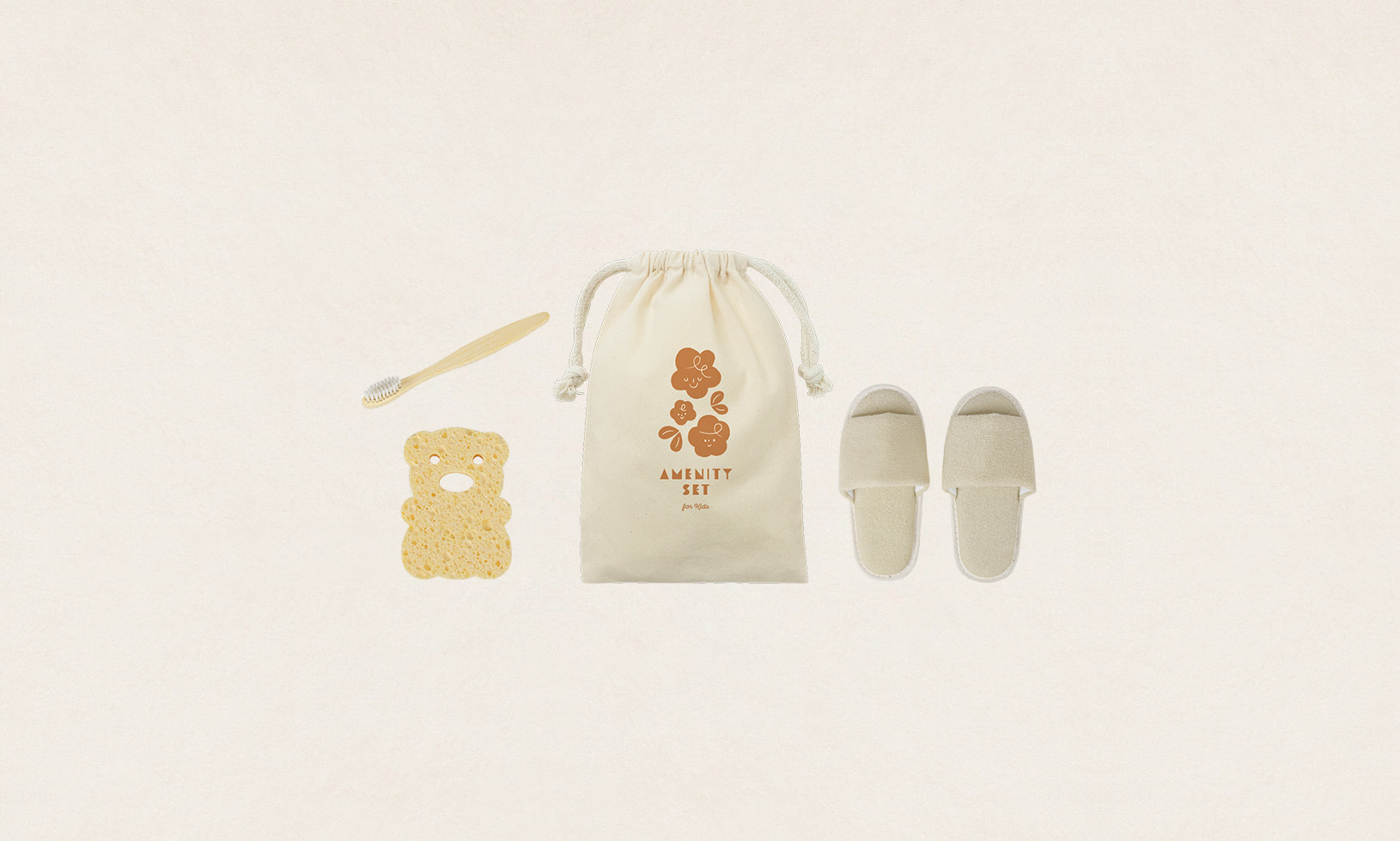 コットン巾着付き こども用アメニティセット（SUS Amenity Set -for KIDS-）