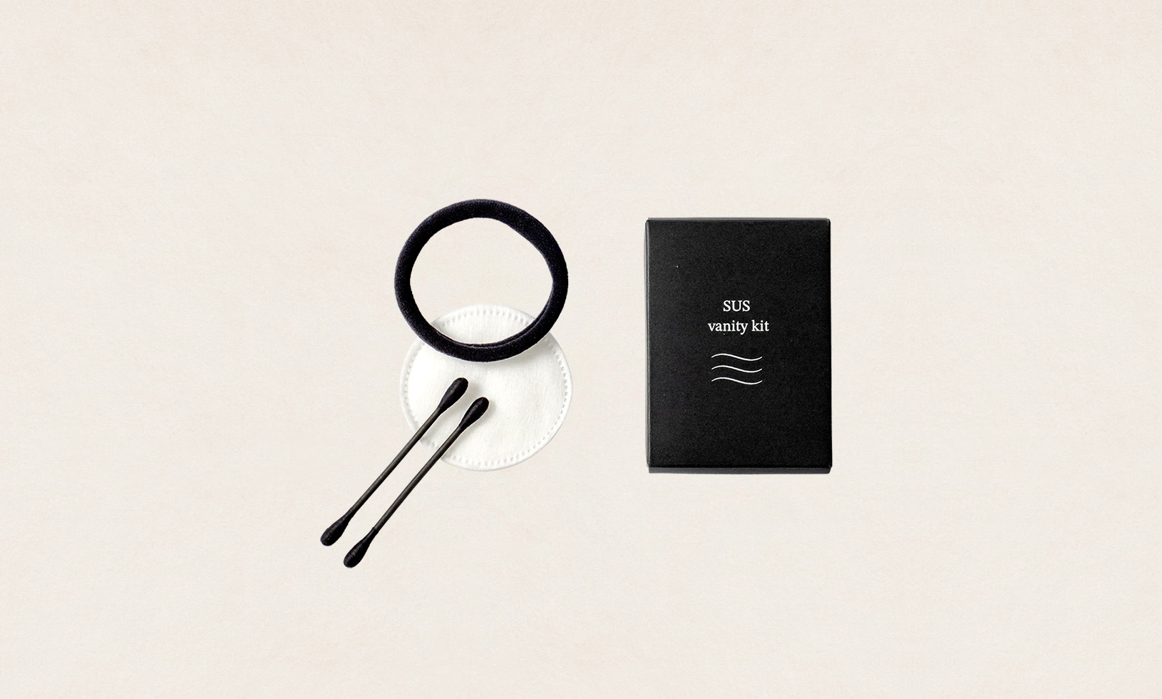 コットン・綿棒&ヘアゴムセット[ブラックシリーズ]（SUS Vanity Kit-Black-）