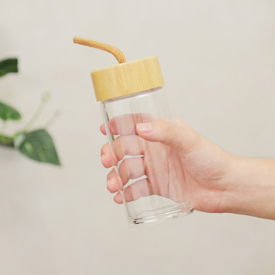 竹蓋ガラスボトル(SUS bamboo glass bottle)