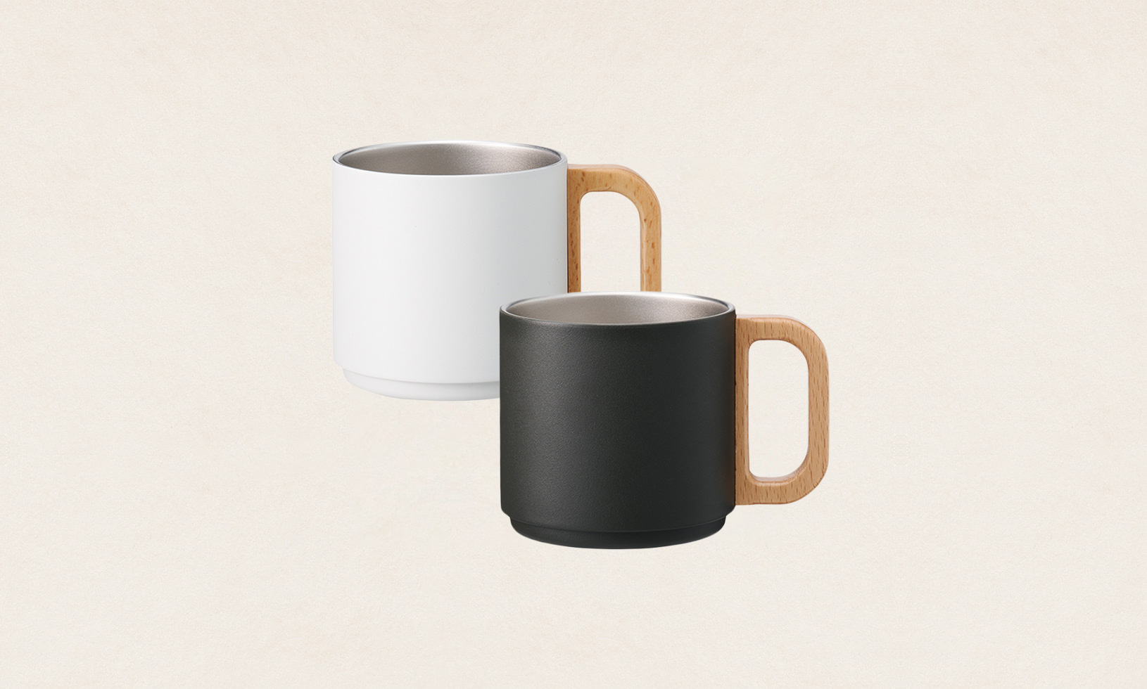 SUS Wooden Handle Stainless Mug（木製取手ステンレスマグ）