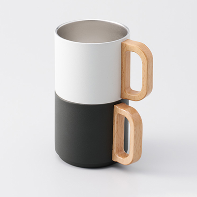 SUS Wooden Handle Stainless Mug（木製取手ステンレスマグ）