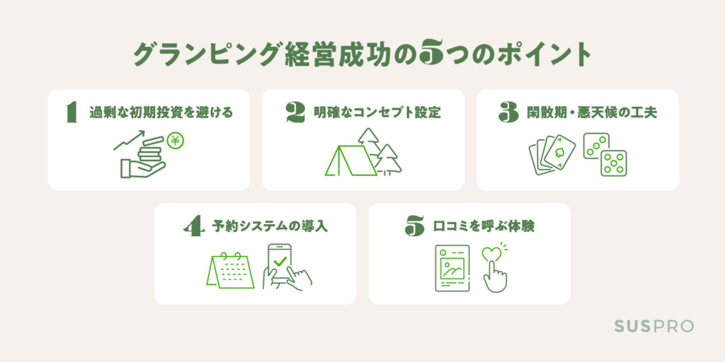 グランピング経営で失敗しないための5つのポイント