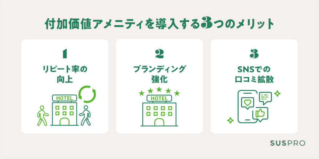 付加価値アメニティの3つのメリット