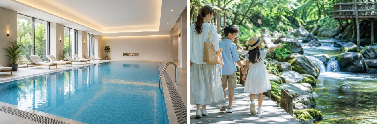プールや周辺の涼スポットを活用した「宿泊プラン」